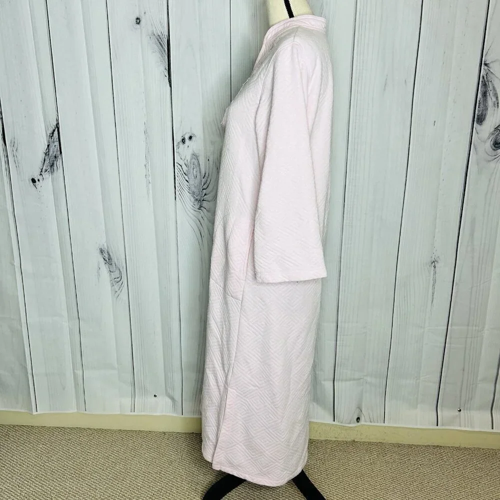 Miss Elaine Quilted Long Sleeve Robe Full Zip Sz S Embroidered Tasseled Vintage